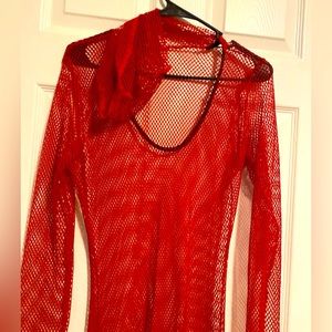 Red Coverup with Hood